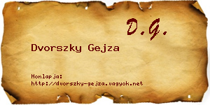Dvorszky Gejza névjegykártya